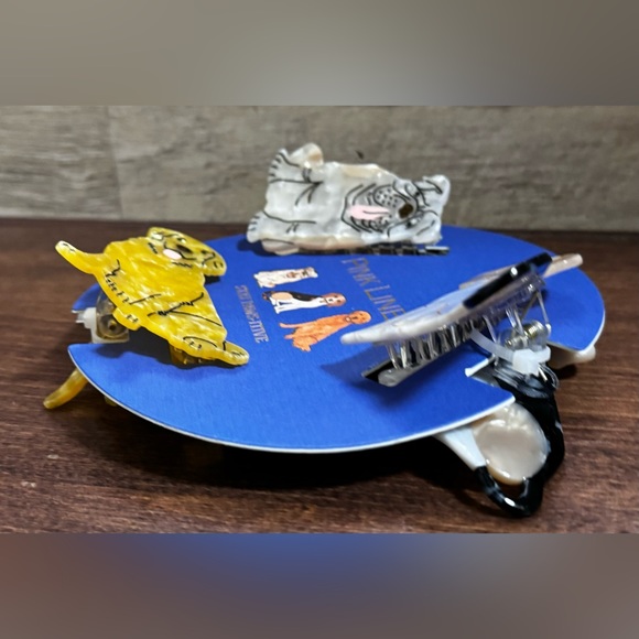 Beagle Golden Retriever Labrador Bull Dog Hair Clips Claws Pink Linen NWT - Picture 5 of 5